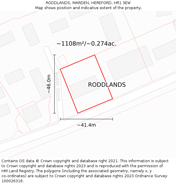 RODDLANDS, MARDEN, HEREFORD, HR1 3EW: Plot and title map