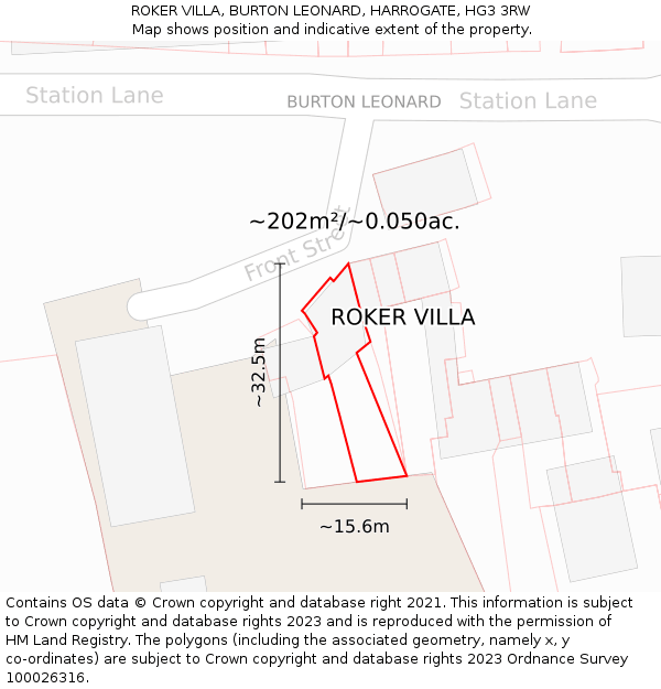 ROKER VILLA, BURTON LEONARD, HARROGATE, HG3 3RW: Plot and title map