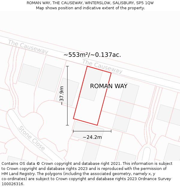 ROMAN WAY, THE CAUSEWAY, WINTERSLOW, SALISBURY, SP5 1QW: Plot and title map