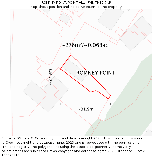ROMNEY POINT, POINT HILL, RYE, TN31 7NP: Plot and title map