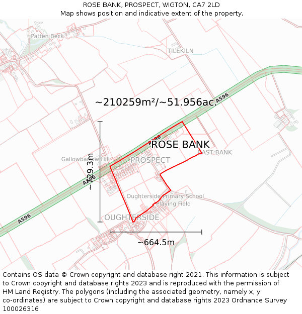 ROSE BANK, PROSPECT, WIGTON, CA7 2LD: Plot and title map