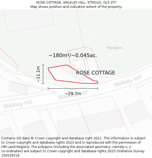 ROSE COTTAGE, WALKLEY HILL, STROUD, GL5 3TY: Plot and title map