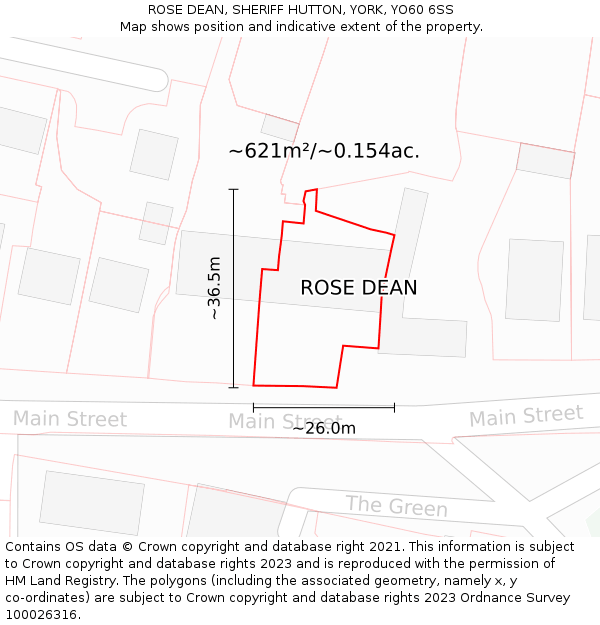 ROSE DEAN, SHERIFF HUTTON, YORK, YO60 6SS: Plot and title map