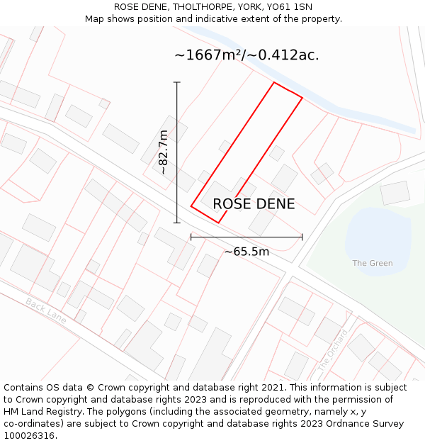 ROSE DENE, THOLTHORPE, YORK, YO61 1SN: Plot and title map