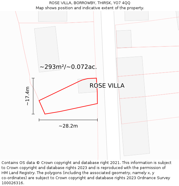ROSE VILLA, BORROWBY, THIRSK, YO7 4QQ: Plot and title map