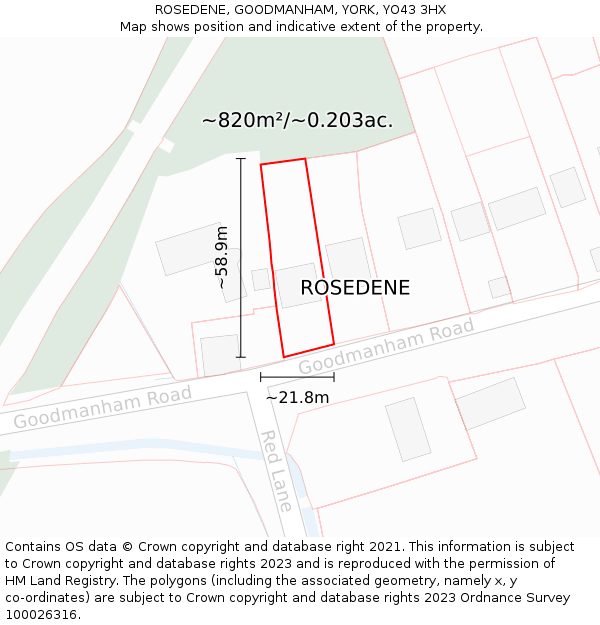 ROSEDENE, GOODMANHAM, YORK, YO43 3HX: Plot and title map