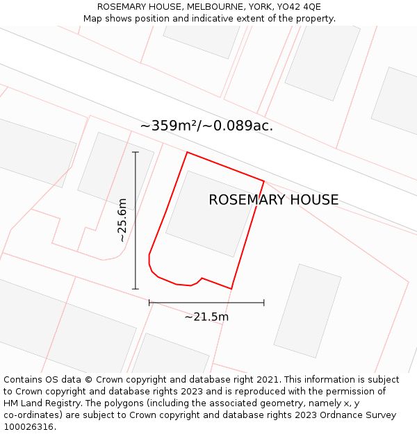 ROSEMARY HOUSE, MELBOURNE, YORK, YO42 4QE: Plot and title map