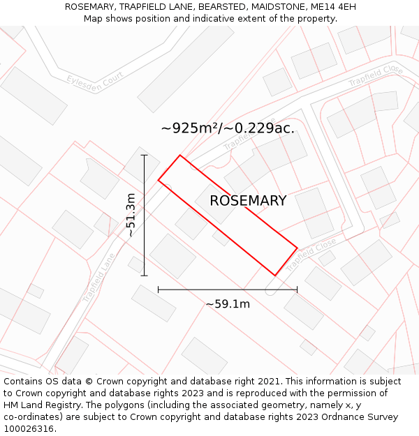 ROSEMARY, TRAPFIELD LANE, BEARSTED, MAIDSTONE, ME14 4EH: Plot and title map