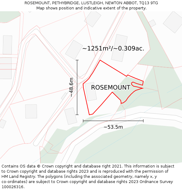 ROSEMOUNT, PETHYBRIDGE, LUSTLEIGH, NEWTON ABBOT, TQ13 9TG: Plot and title map