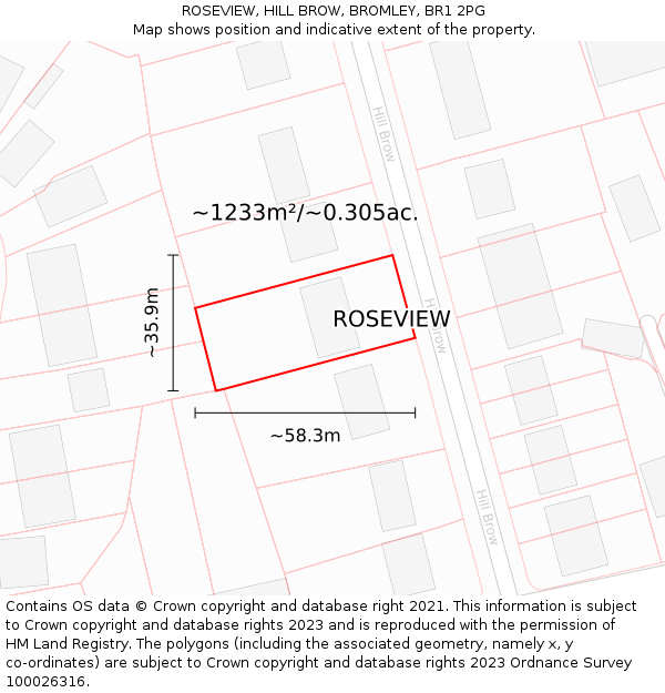 ROSEVIEW, HILL BROW, BROMLEY, BR1 2PG: Plot and title map