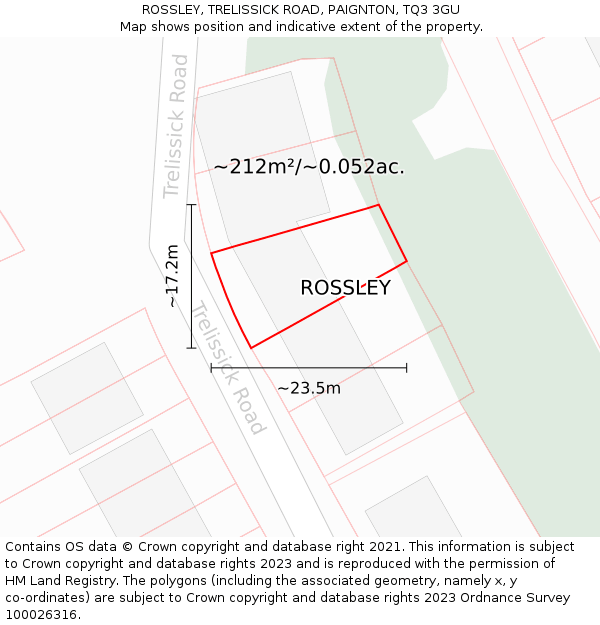 ROSSLEY, TRELISSICK ROAD, PAIGNTON, TQ3 3GU: Plot and title map