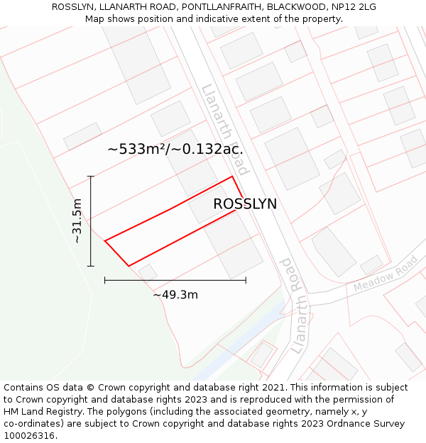ROSSLYN, LLANARTH ROAD, PONTLLANFRAITH, BLACKWOOD, NP12 2LG: Plot and title map