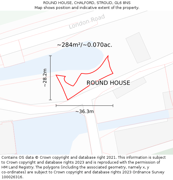 ROUND HOUSE, CHALFORD, STROUD, GL6 8NS: Plot and title map