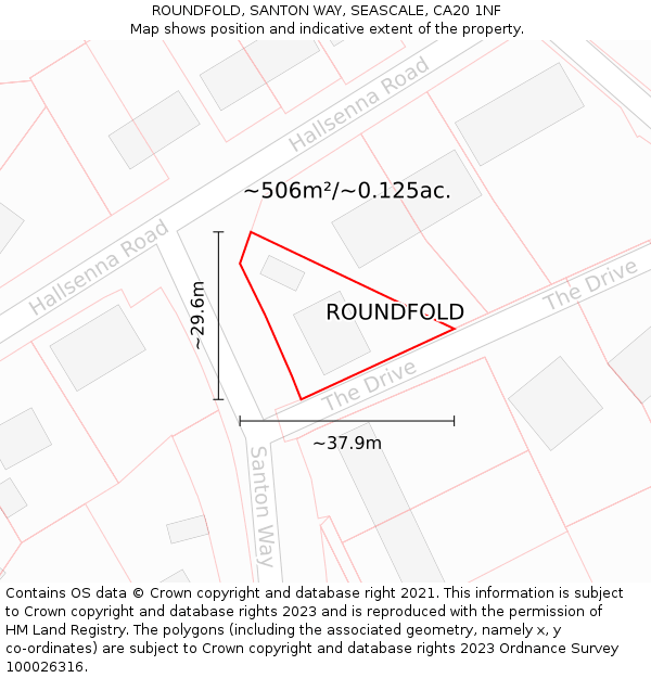 ROUNDFOLD, SANTON WAY, SEASCALE, CA20 1NF: Plot and title map