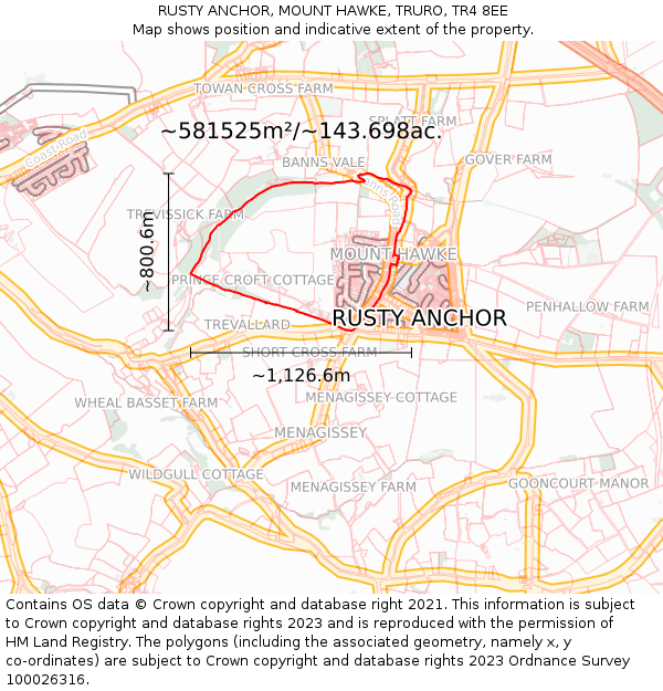 RUSTY ANCHOR, MOUNT HAWKE, TRURO, TR4 8EE: Plot and title map