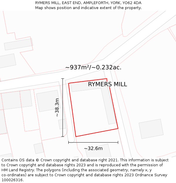 RYMERS MILL, EAST END, AMPLEFORTH, YORK, YO62 4DA: Plot and title map