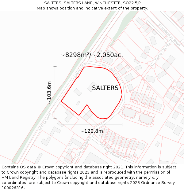 SALTERS, SALTERS LANE, WINCHESTER, SO22 5JP: Plot and title map