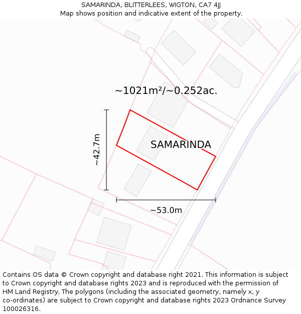 SAMARINDA, BLITTERLEES, WIGTON, CA7 4JJ: Plot and title map