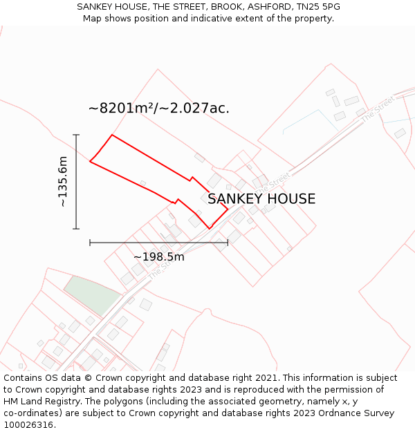 SANKEY HOUSE, THE STREET, BROOK, ASHFORD, TN25 5PG: Plot and title map