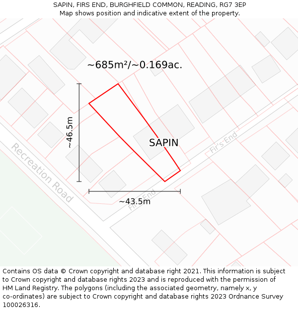 SAPIN, FIRS END, BURGHFIELD COMMON, READING, RG7 3EP: Plot and title map