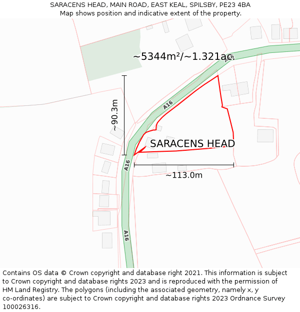 SARACENS HEAD, MAIN ROAD, EAST KEAL, SPILSBY, PE23 4BA: Plot and title map