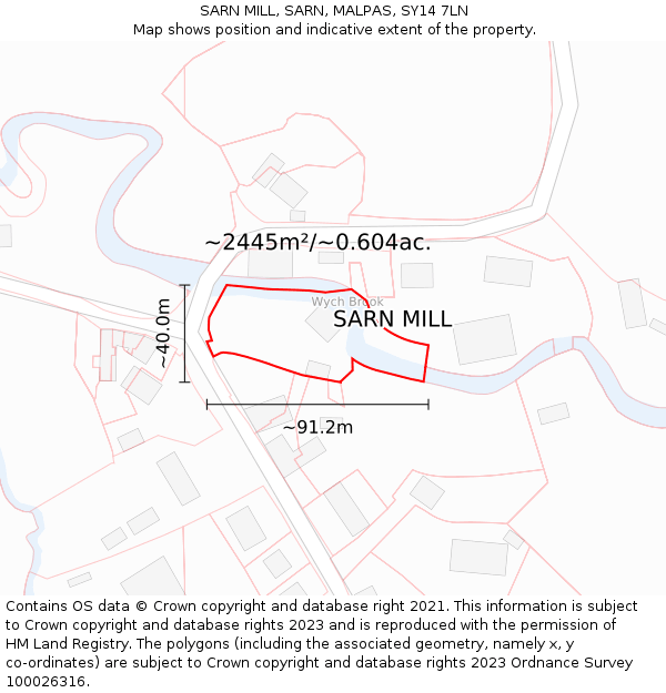 SARN MILL, SARN, MALPAS, SY14 7LN: Plot and title map