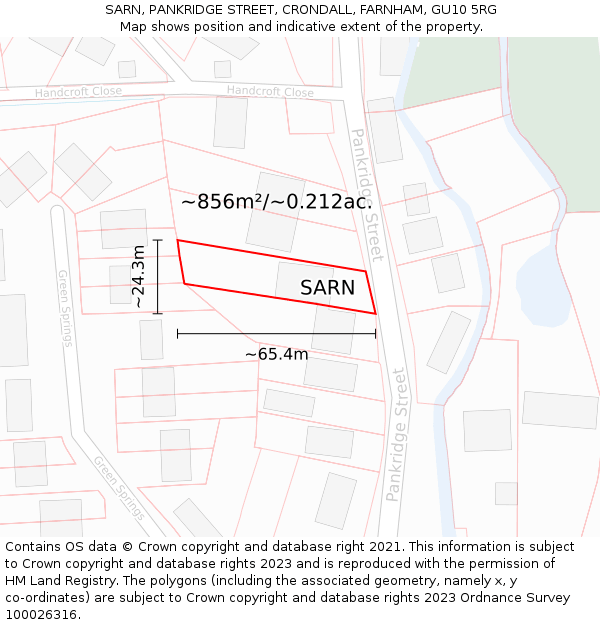 SARN, PANKRIDGE STREET, CRONDALL, FARNHAM, GU10 5RG: Plot and title map