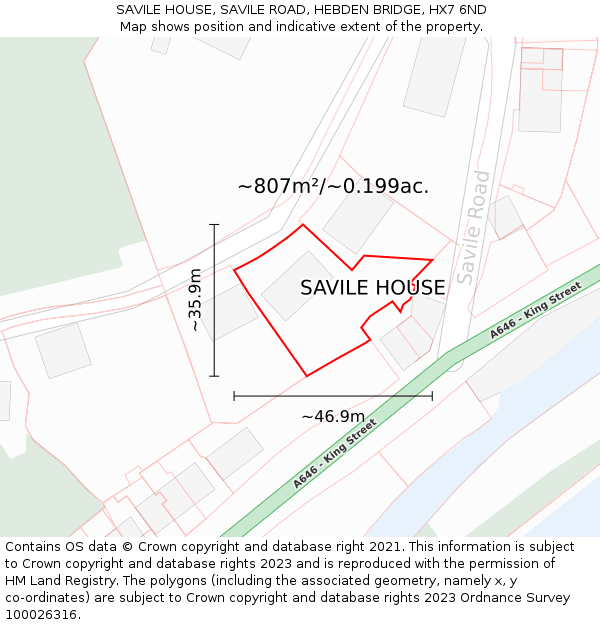 SAVILE HOUSE, SAVILE ROAD, HEBDEN BRIDGE, HX7 6ND: Plot and title map