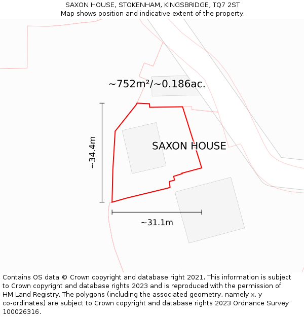 SAXON HOUSE, STOKENHAM, KINGSBRIDGE, TQ7 2ST: Plot and title map