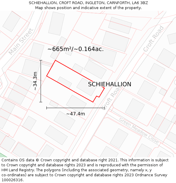 SCHIEHALLION, CROFT ROAD, INGLETON, CARNFORTH, LA6 3BZ: Plot and title map