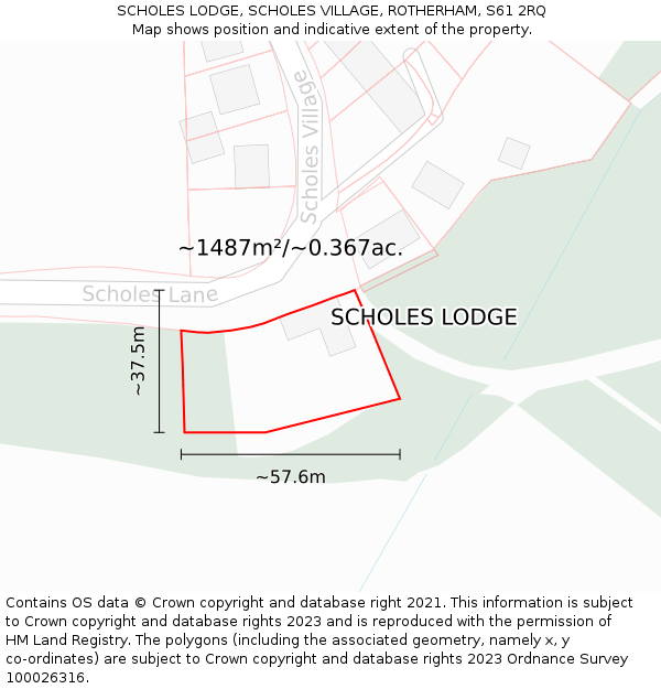 SCHOLES LODGE, SCHOLES VILLAGE, ROTHERHAM, S61 2RQ: Plot and title map