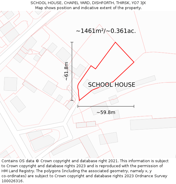 SCHOOL HOUSE, CHAPEL YARD, DISHFORTH, THIRSK, YO7 3JX: Plot and title map