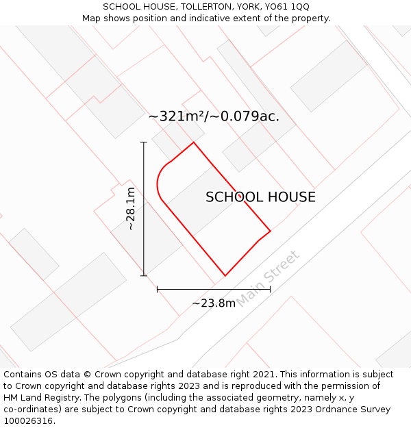 SCHOOL HOUSE, TOLLERTON, YORK, YO61 1QQ: Plot and title map
