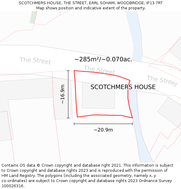 SCOTCHMERS HOUSE, THE STREET, EARL SOHAM, WOODBRIDGE, IP13 7RT: Plot and title map