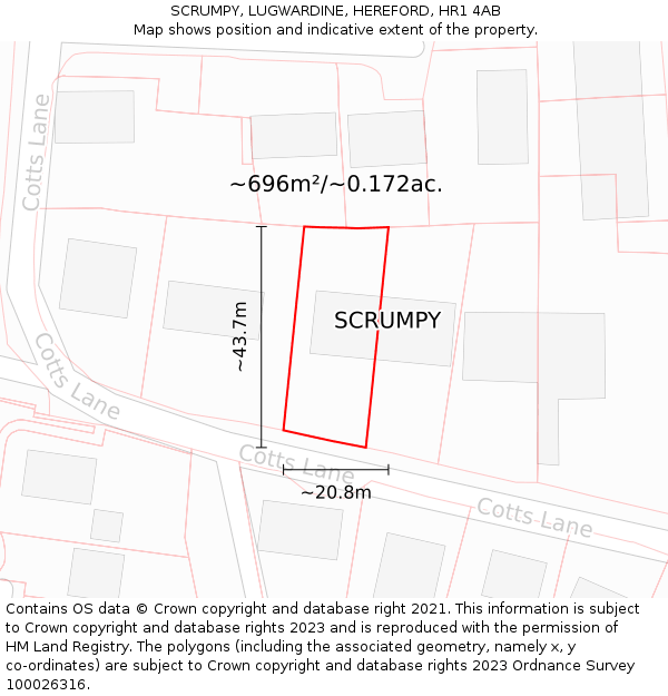 SCRUMPY, LUGWARDINE, HEREFORD, HR1 4AB: Plot and title map