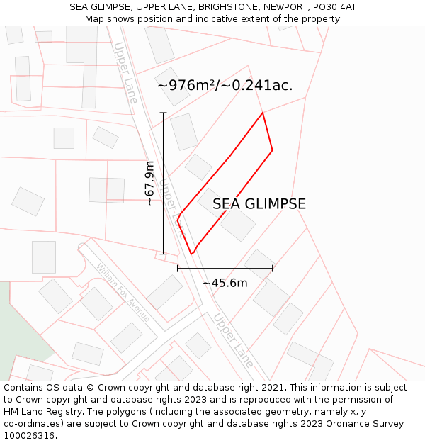 SEA GLIMPSE, UPPER LANE, BRIGHSTONE, NEWPORT, PO30 4AT: Plot and title map