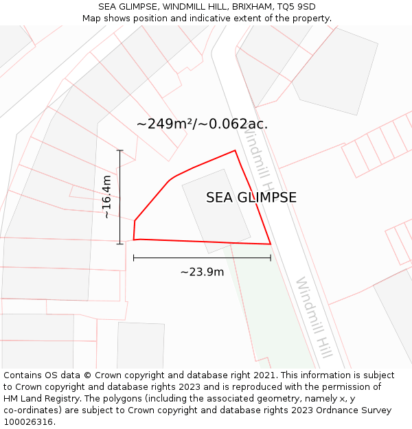 SEA GLIMPSE, WINDMILL HILL, BRIXHAM, TQ5 9SD: Plot and title map
