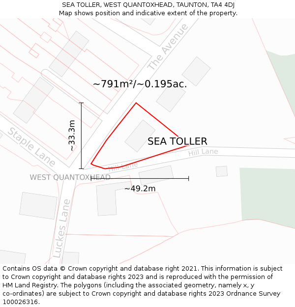 SEA TOLLER, WEST QUANTOXHEAD, TAUNTON, TA4 4DJ: Plot and title map