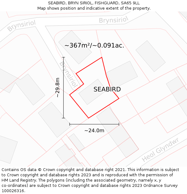 SEABIRD, BRYN SIRIOL, FISHGUARD, SA65 9LL: Plot and title map