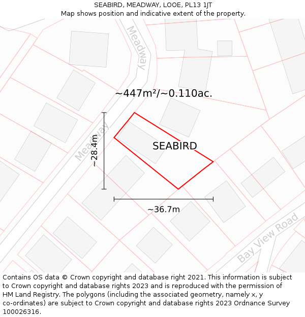 SEABIRD, MEADWAY, LOOE, PL13 1JT: Plot and title map