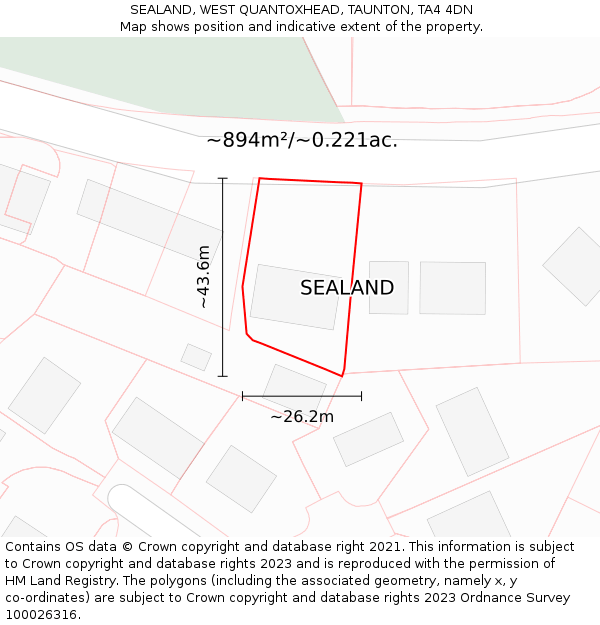 SEALAND, WEST QUANTOXHEAD, TAUNTON, TA4 4DN: Plot and title map