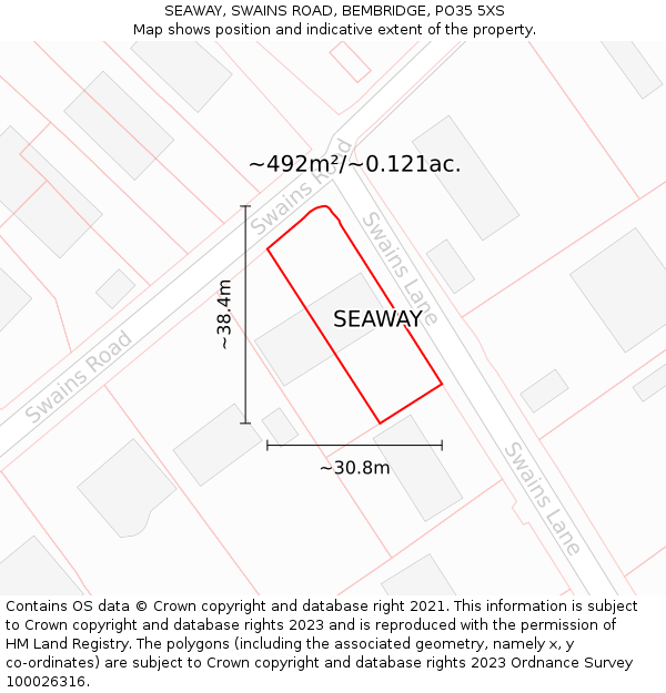 SEAWAY, SWAINS ROAD, BEMBRIDGE, PO35 5XS: Plot and title map