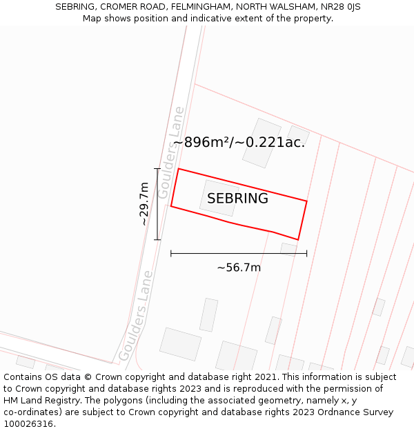 SEBRING, CROMER ROAD, FELMINGHAM, NORTH WALSHAM, NR28 0JS: Plot and title map