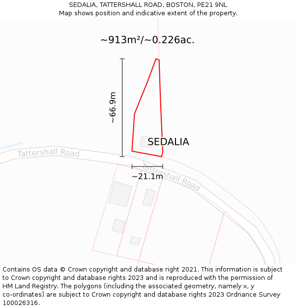 SEDALIA, TATTERSHALL ROAD, BOSTON, PE21 9NL: Plot and title map
