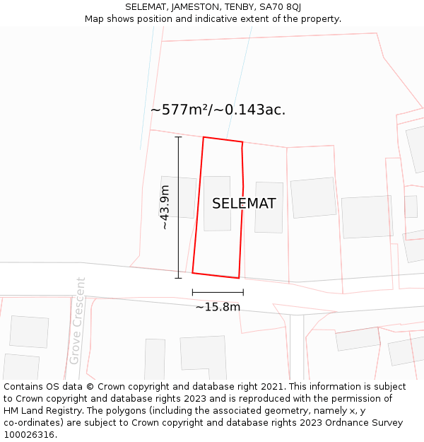 SELEMAT, JAMESTON, TENBY, SA70 8QJ: Plot and title map
