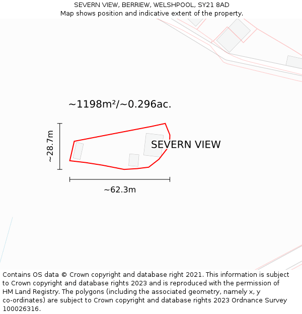 SEVERN VIEW, BERRIEW, WELSHPOOL, SY21 8AD: Plot and title map