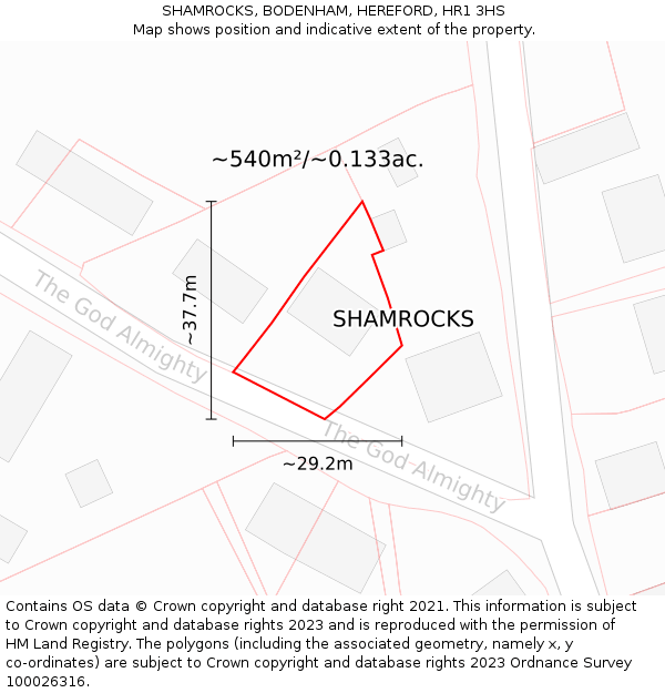 SHAMROCKS, BODENHAM, HEREFORD, HR1 3HS: Plot and title map