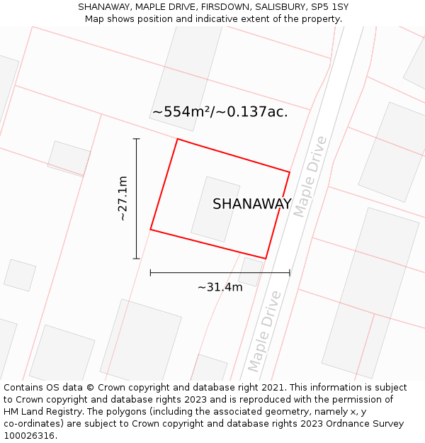 SHANAWAY, MAPLE DRIVE, FIRSDOWN, SALISBURY, SP5 1SY: Plot and title map