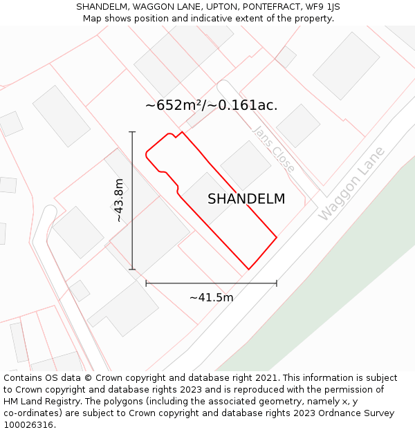 SHANDELM, WAGGON LANE, UPTON, PONTEFRACT, WF9 1JS: Plot and title map