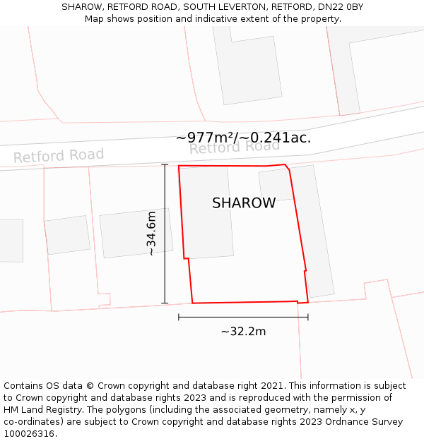 SHAROW, RETFORD ROAD, SOUTH LEVERTON, RETFORD, DN22 0BY: Plot and title map
